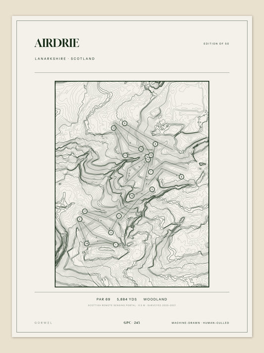 Airdrie topographic golf course print — unframed sheet — Gorwel Print Co