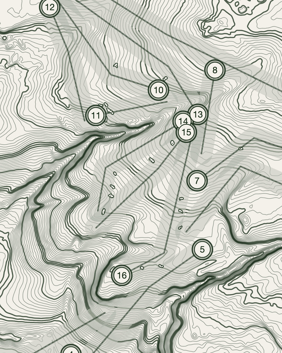 Airdrie topographic golf course print — contour detail — Gorwel Print Co