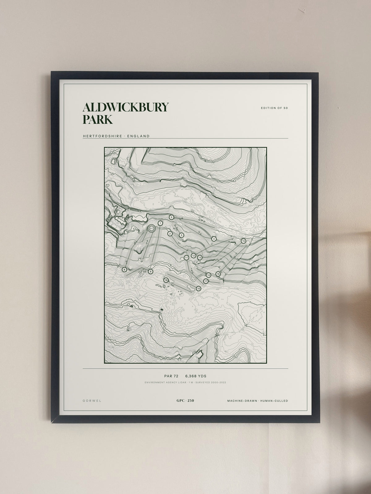 Aldwickbury Park, Hertfordshire print, framed, on a wall
