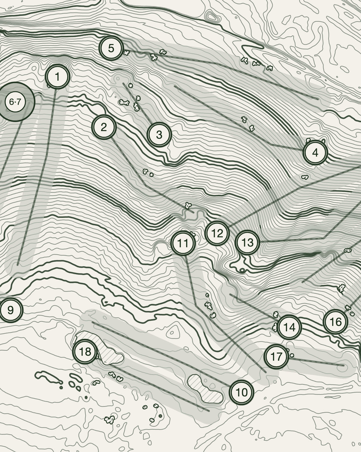 Aldwickbury Park, Hertfordshire print, contour detail