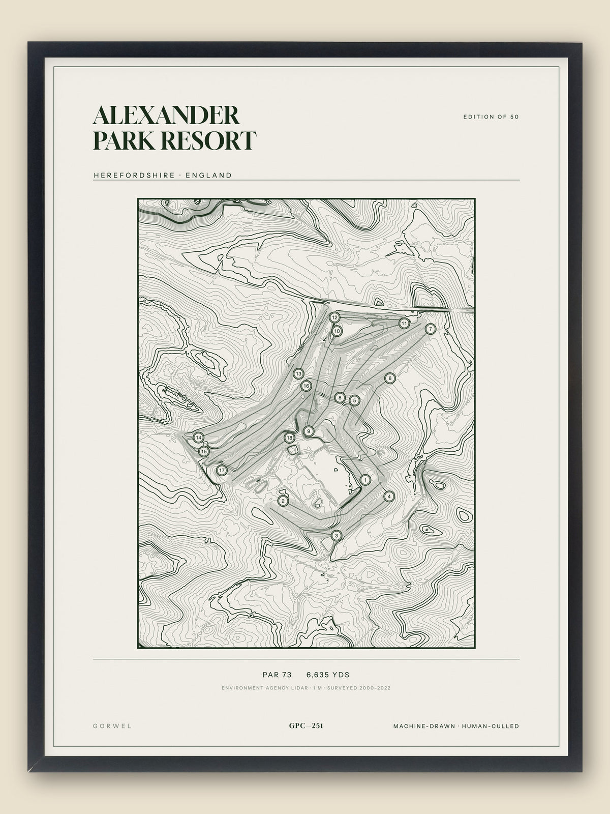 Alexander Park Resort topographic golf course print — catalogue plate — Gorwel Print Co