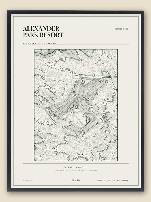 Alexander Park Resort topographic golf course print — catalogue plate — Gorwel Print Co