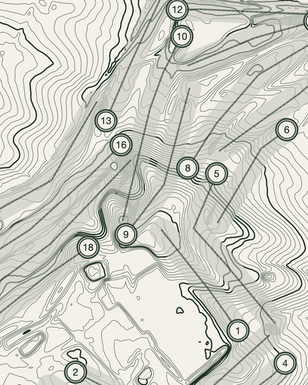 Alexander Park Resort topographic golf course print — contour detail — Gorwel Print Co