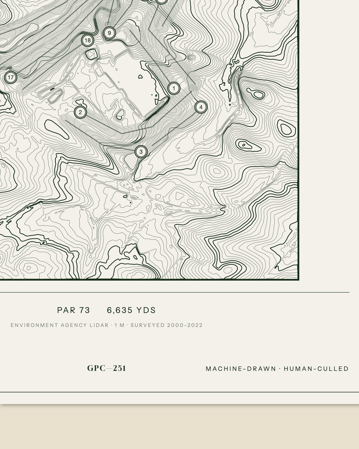 Alexander Park Resort topographic golf course print — data strip and edition mark — Gorwel Print Co
