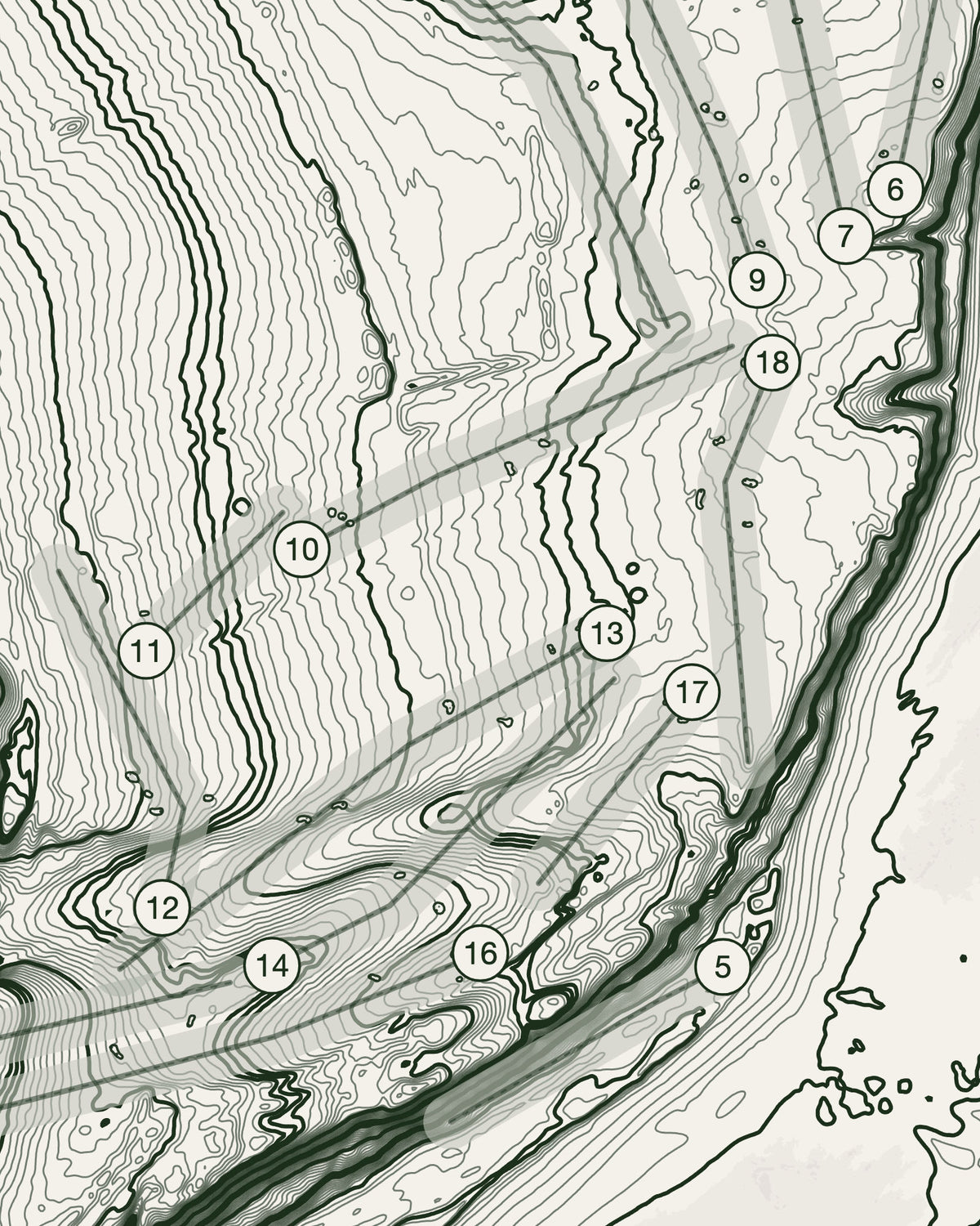 Alnmouth, Northumberland print, contour detail