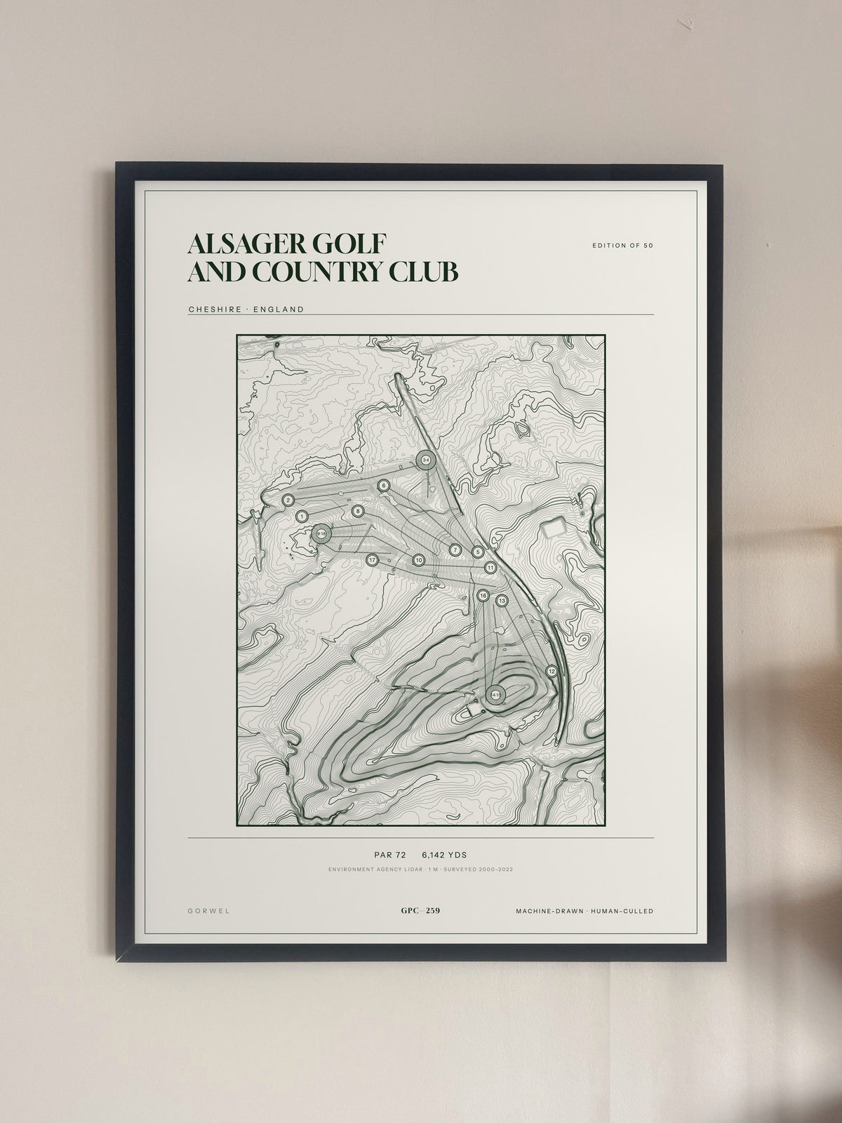 Alsager Golf and Country Club, Cheshire print, framed, on a wall