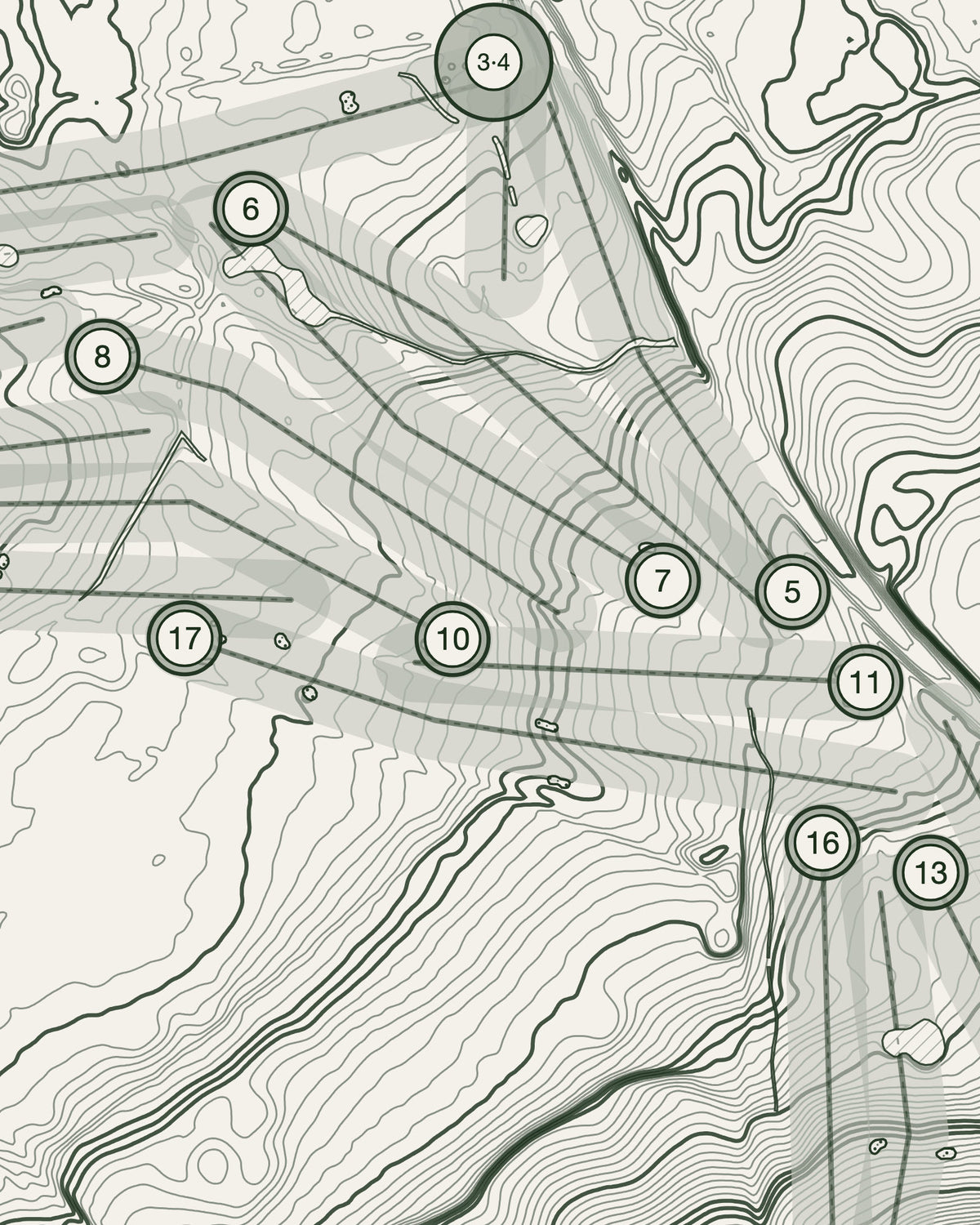 Alsager Golf and Country Club, Cheshire print, contour detail