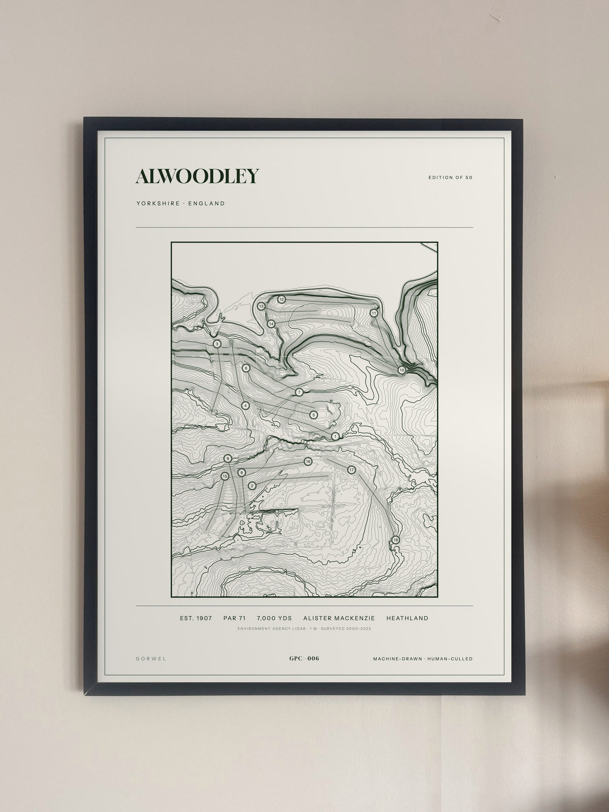 Alwoodley, Yorkshire print, framed, on a wall