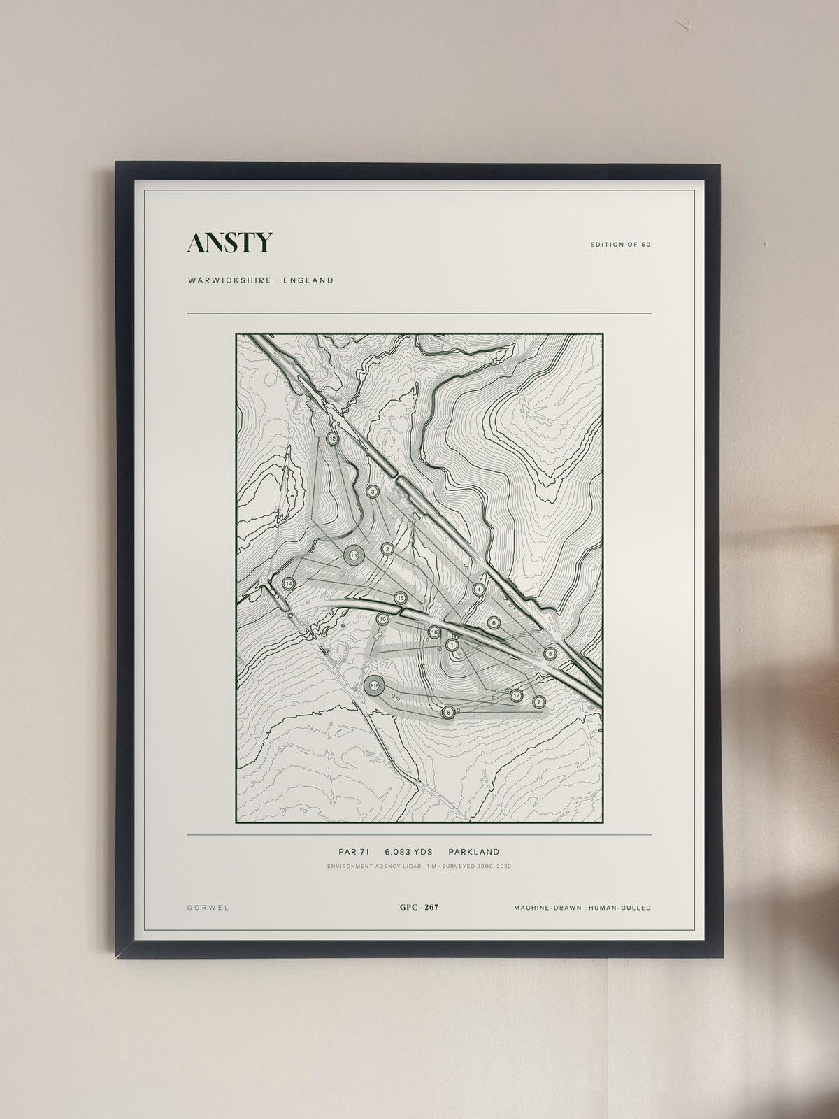 Ansty, Warwickshire print, framed, on a wall