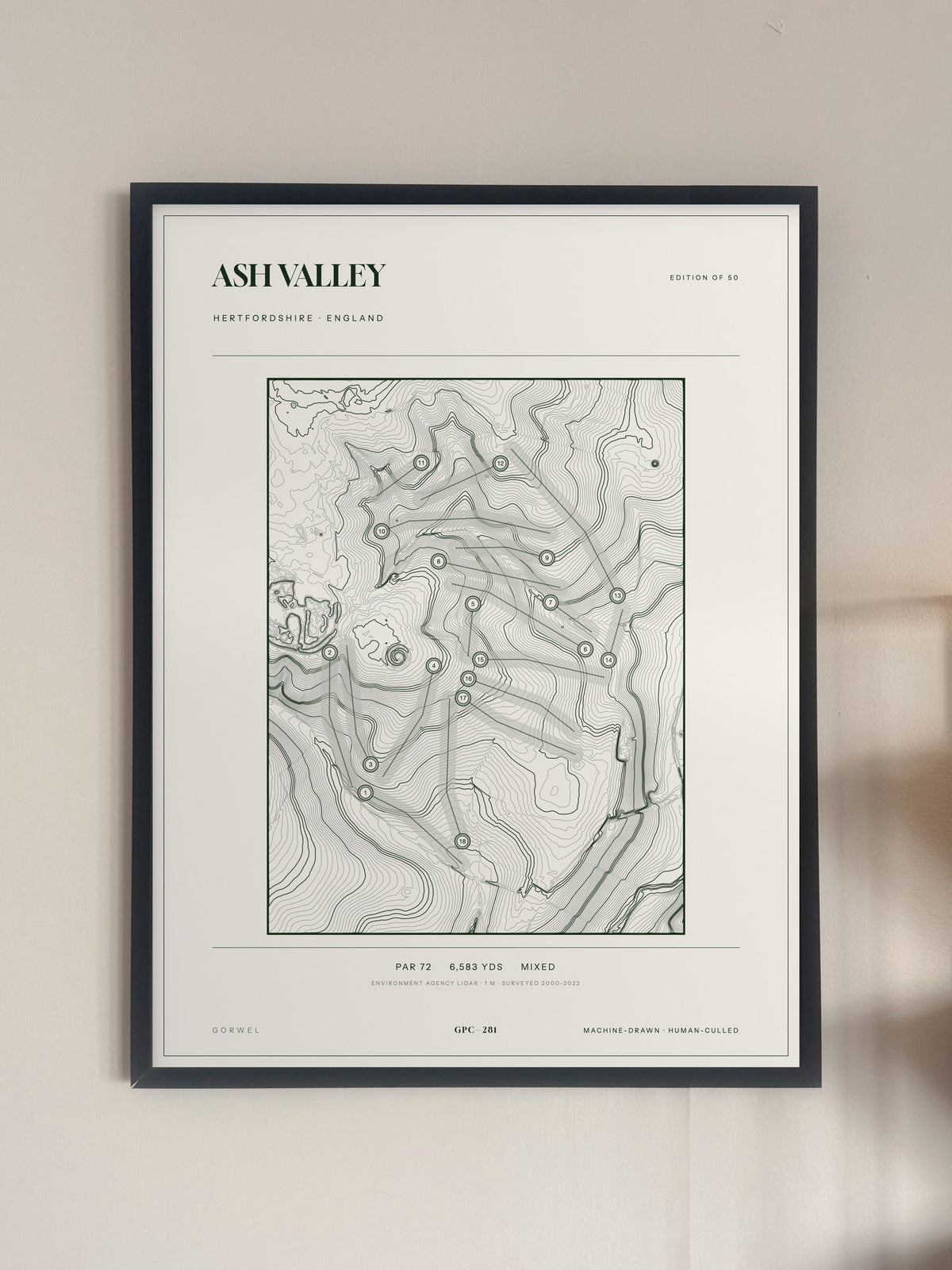 Ash Valley, Hertfordshire print, framed, on a wall