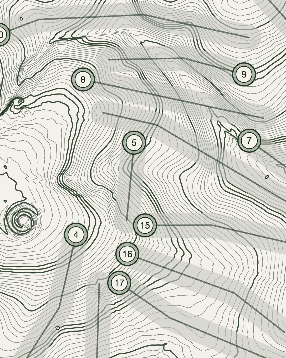 Ash Valley, Hertfordshire print, contour detail