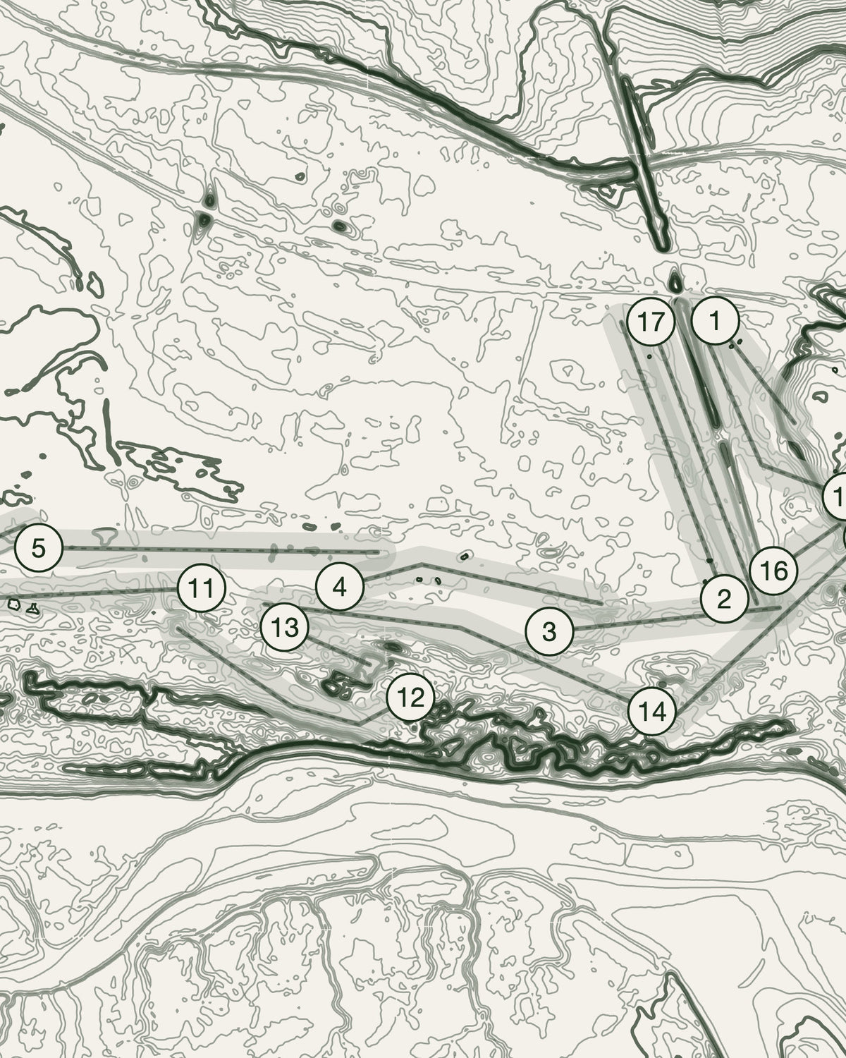 Ashburnham, Carmarthenshire print, contour detail