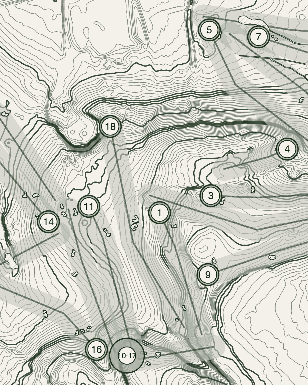 Aspley Guise & Woburn Sands, Bedfordshire print, contour detail