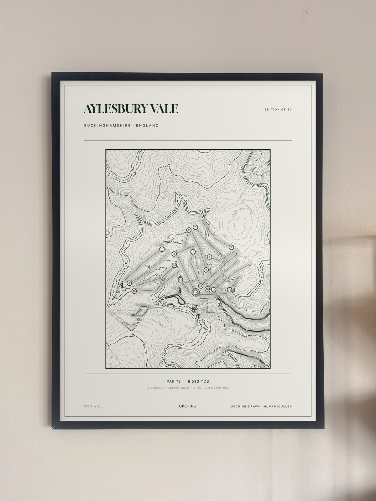 Aylesbury Vale, Buckinghamshire print, framed, on a wall