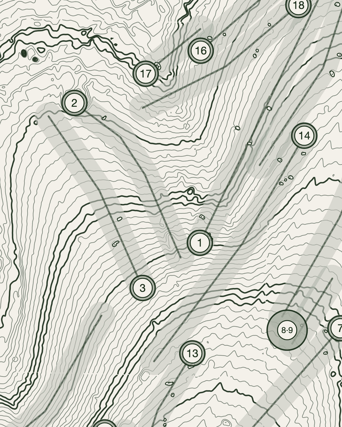 Banstead Downs, Surrey print, contour detail