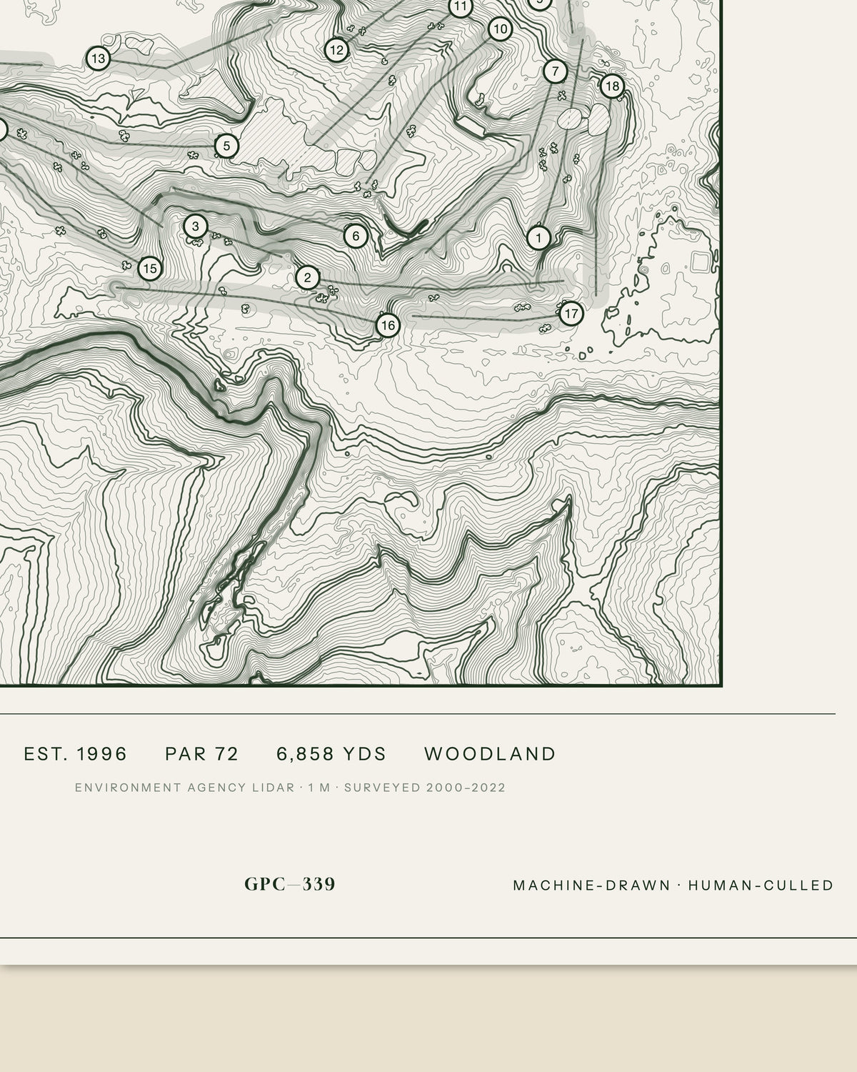 Bearwood Lakes, Berkshire print, data strip and edition mark