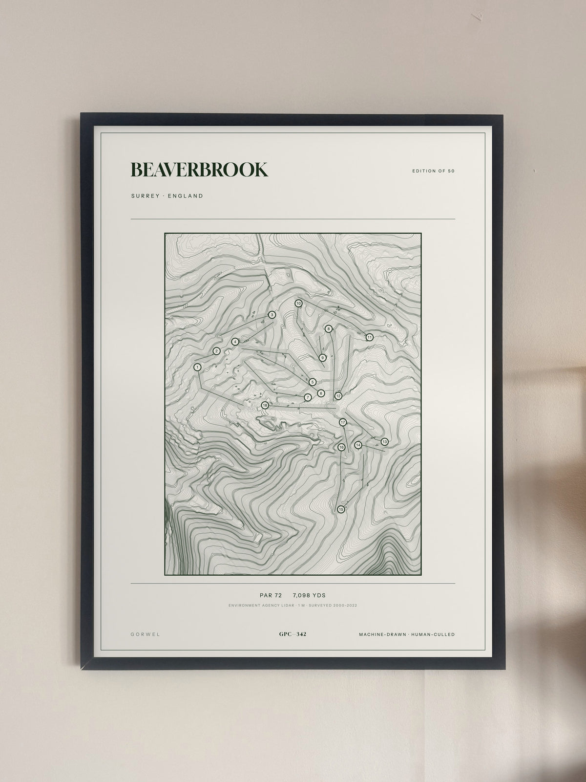Beaverbrook, Surrey print, framed, on a wall