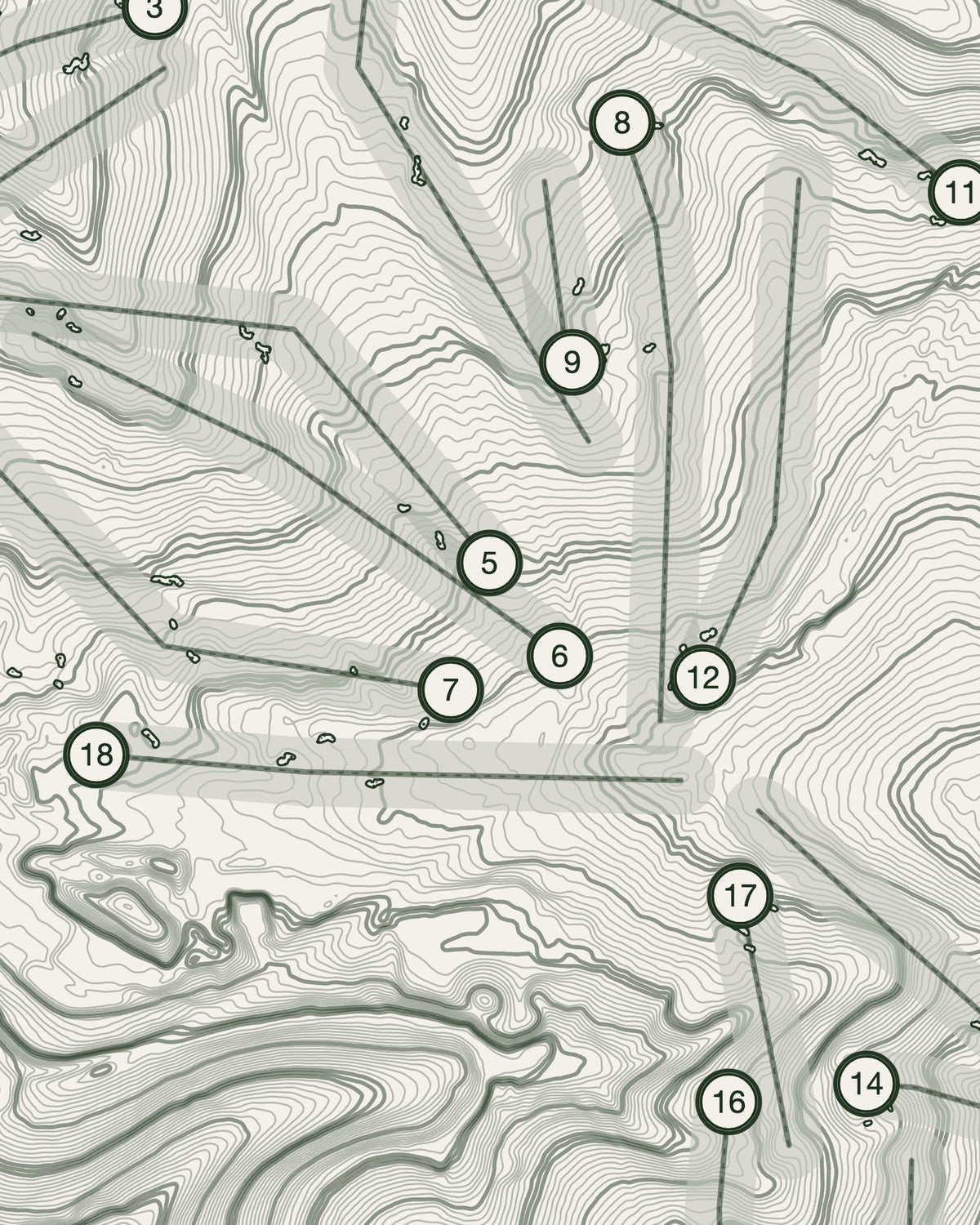 Beaverbrook, Surrey print, contour detail