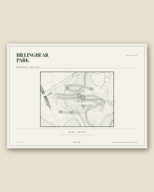 Billingbear Park, Berkshire topographic golf course print