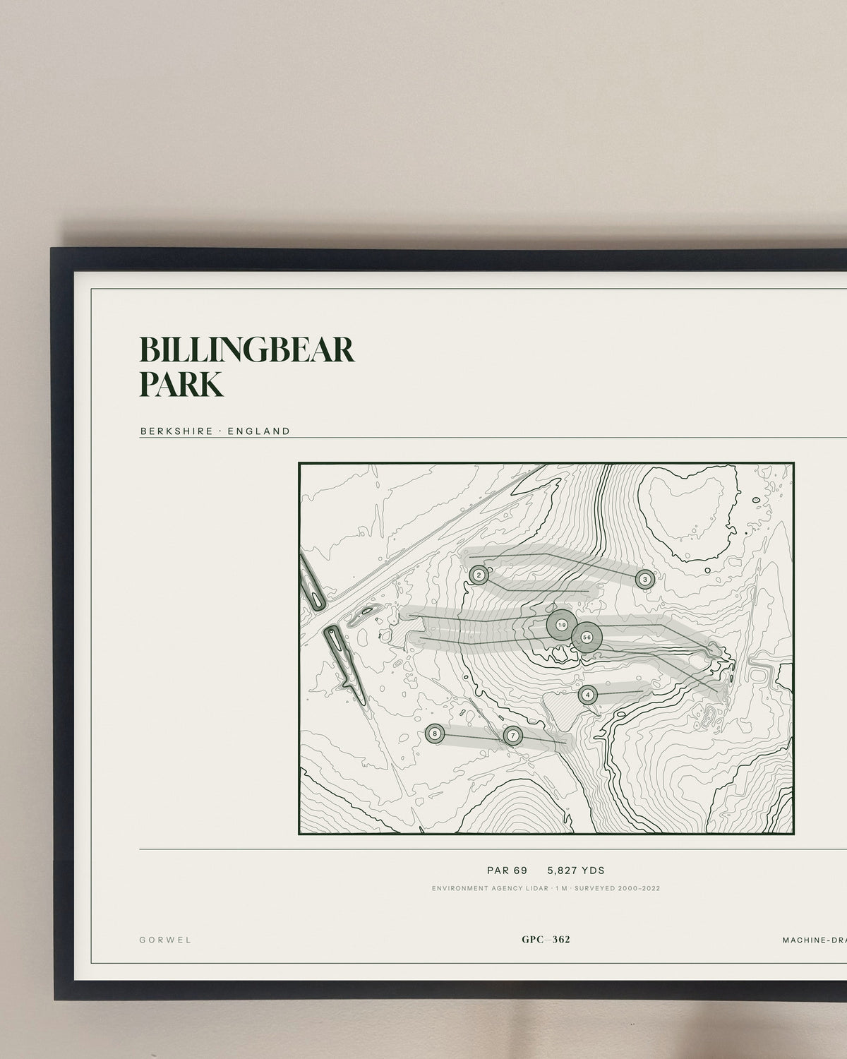 Billingbear Park, Berkshire print, framed, on a wall