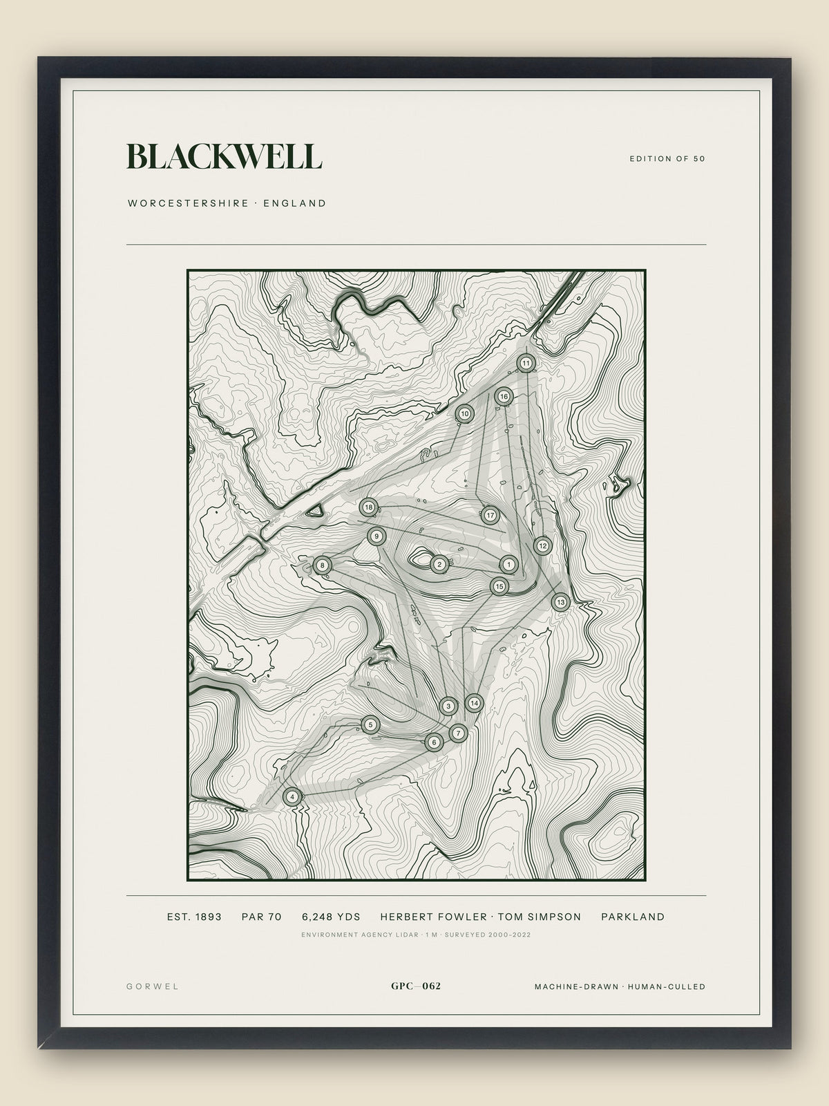 Blackwell topographic golf course print — catalogue plate — Gorwel Print Co