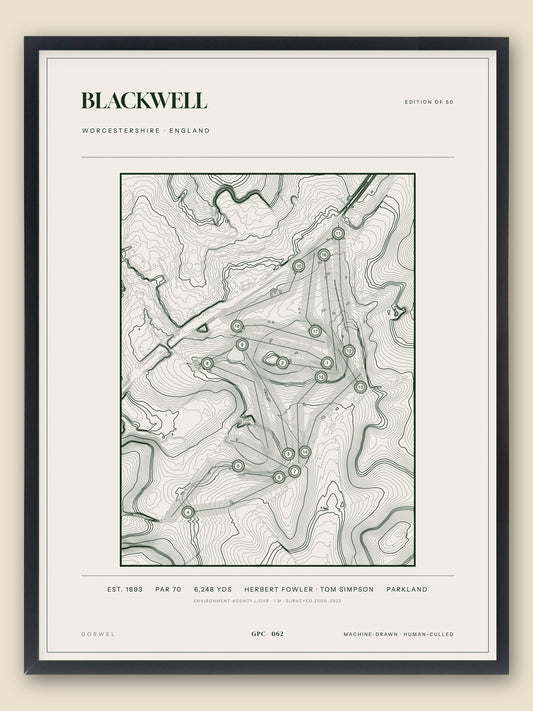 Blackwell topographic golf course print — catalogue plate — Gorwel Print Co