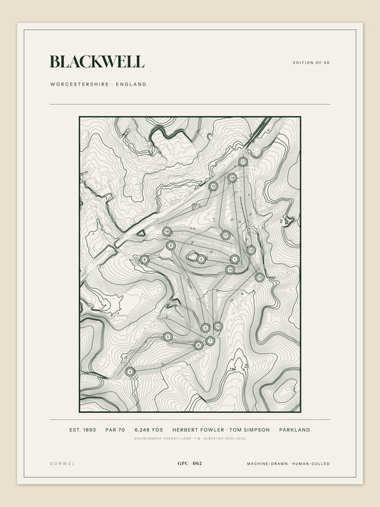 Blackwell topographic golf course print — unframed sheet — Gorwel Print Co