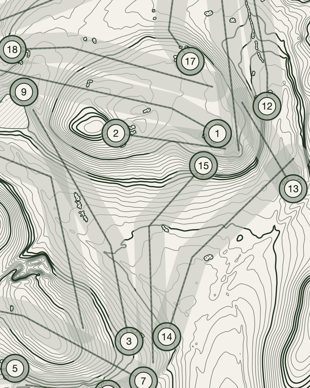 Blackwell topographic golf course print — contour detail — Gorwel Print Co