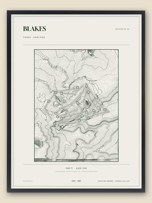 Blakes, Essex topographic golf course print, framed — Gorwel Print Co