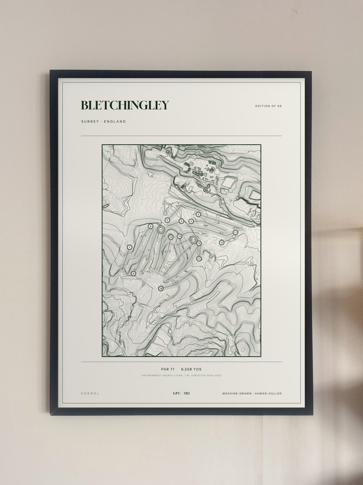 Bletchingley, Surrey print, framed, on a wall