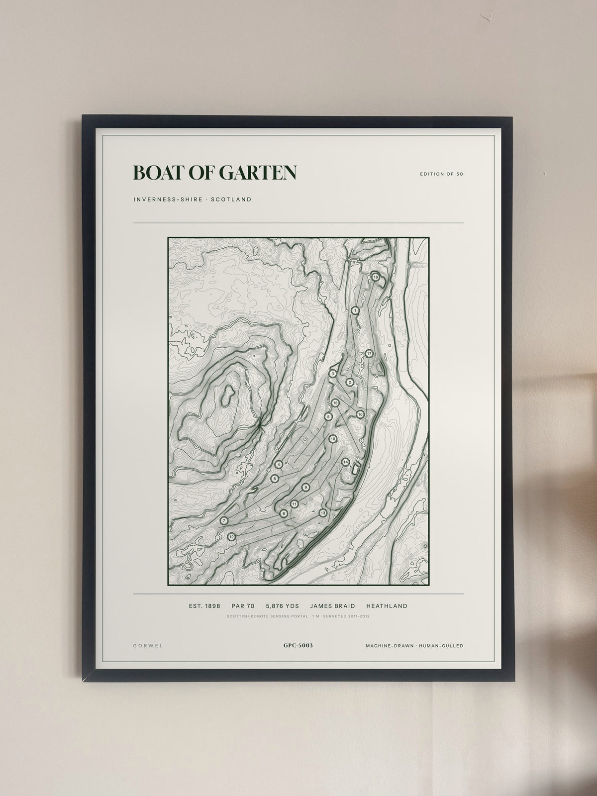 Boat of Garten, Inverness-shire print, framed, on a wall
