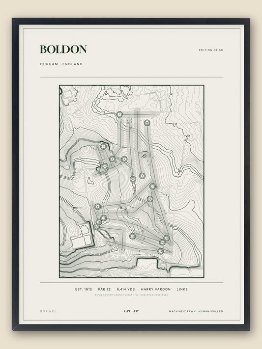 Boldon topographic golf course print — catalogue plate — Gorwel Print Co