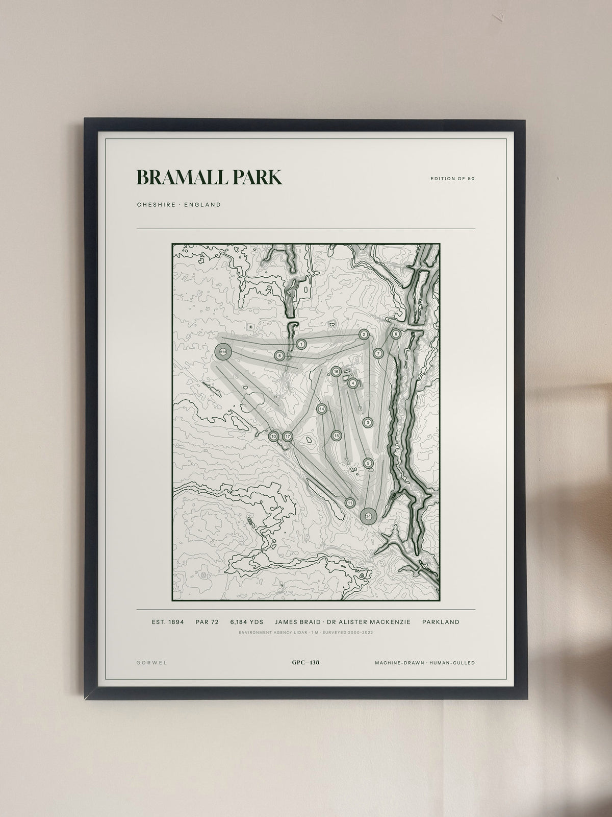 Bramall Park, Cheshire print, framed, on a wall