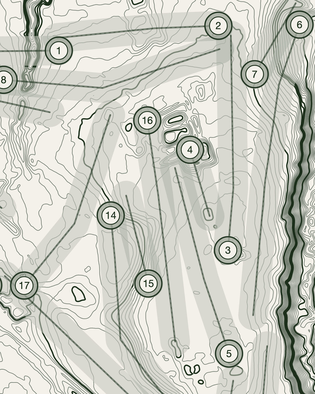 Bramall Park, Cheshire print, contour detail