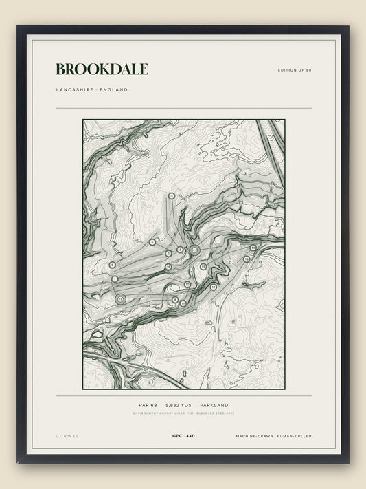 Brookdale, Lancashire topographic golf course print, framed — Gorwel Print Co