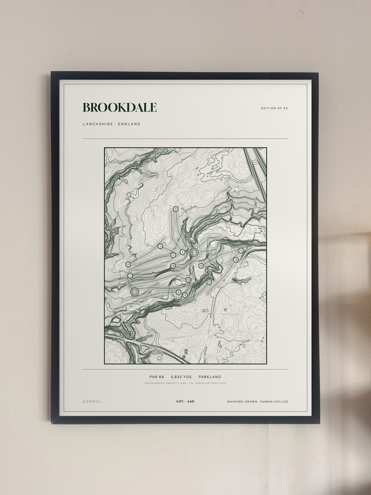 Brookdale, Lancashire print, framed, on a wall