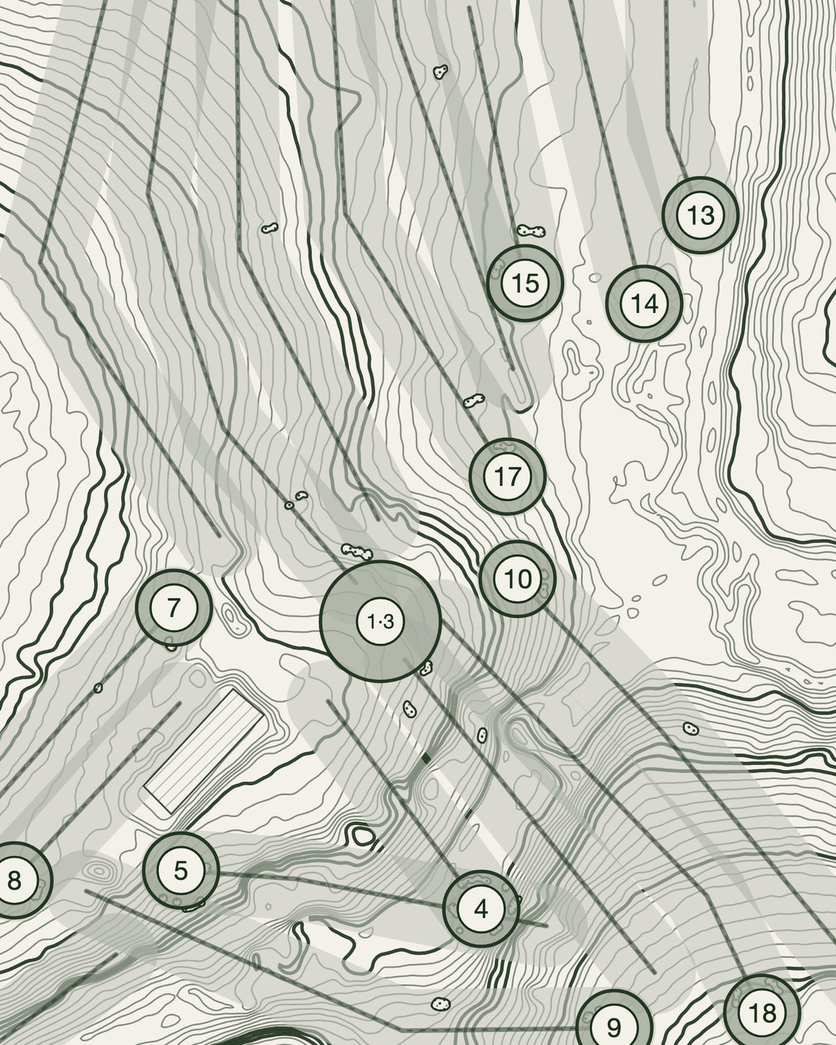 Buckingham, Buckinghamshire print, contour detail