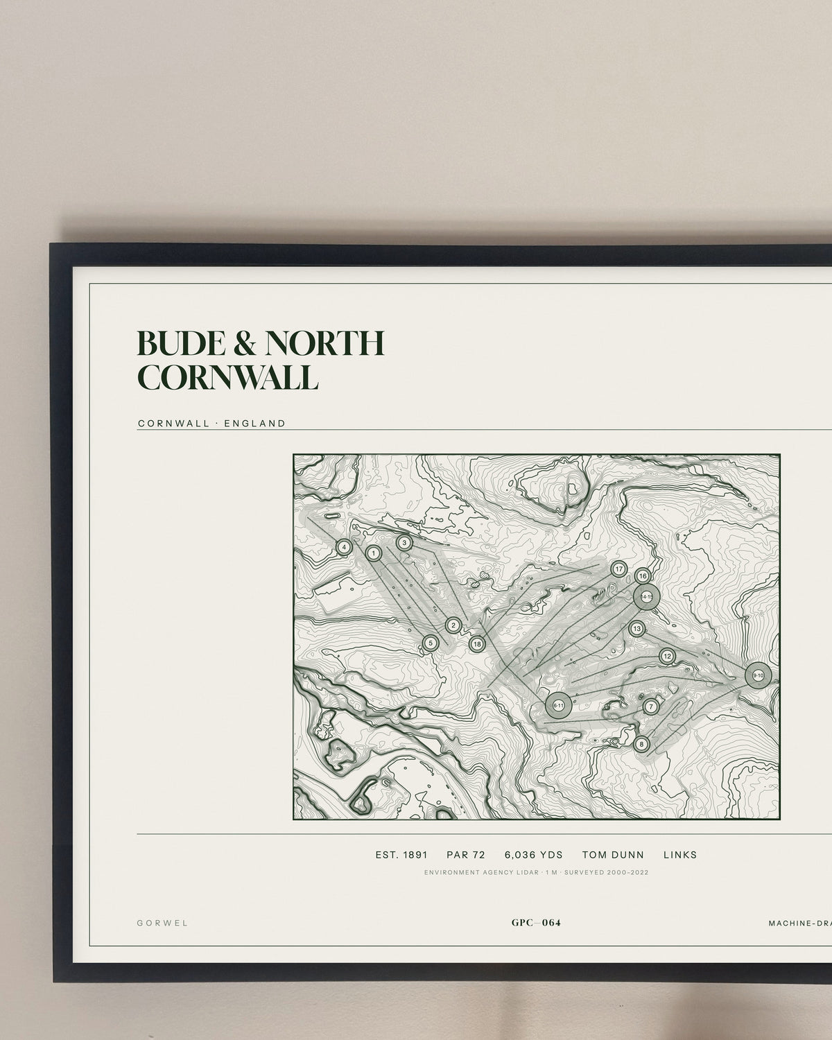 Bude & North Cornwall, Cornwall print, framed, on a wall