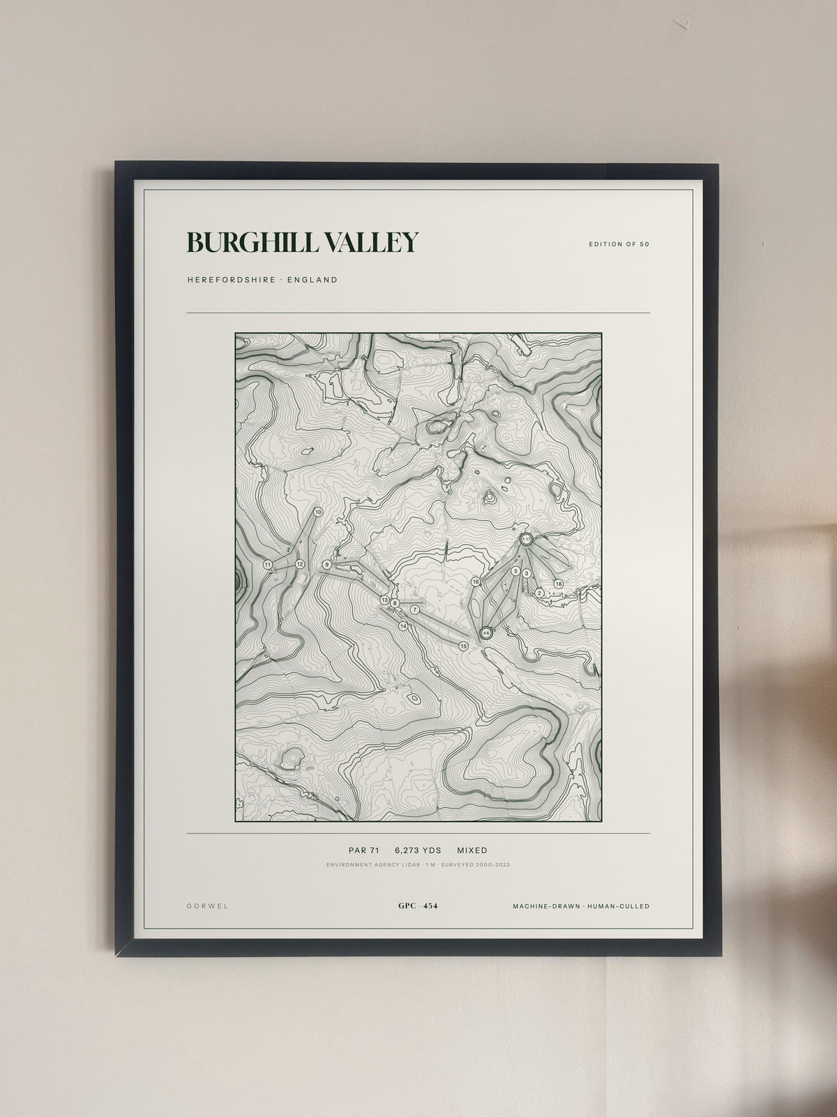 Burghill Valley, Herefordshire print, framed, on a wall