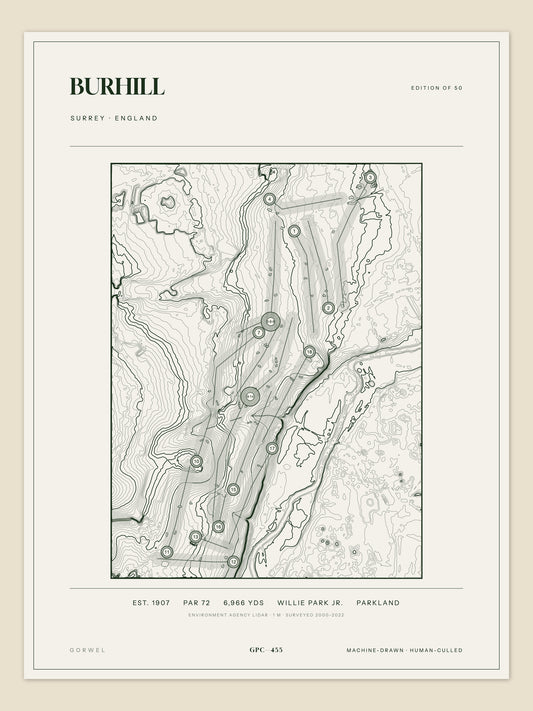 Burhill, Surrey topographic golf course print