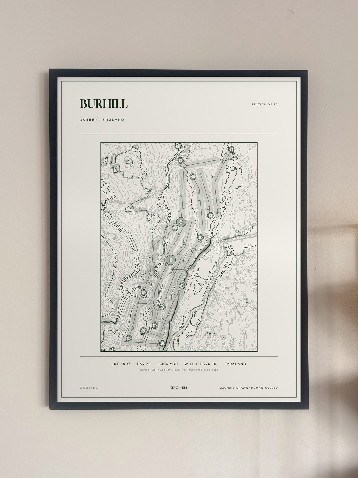 Burhill, Surrey print, framed, on a wall