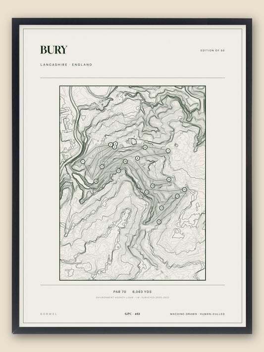 Bury topographic golf course print — catalogue plate — Gorwel Print Co