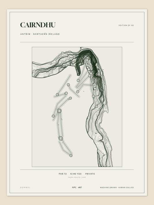 Cairndhu topographic golf course print — unframed sheet — Gorwel Print Co