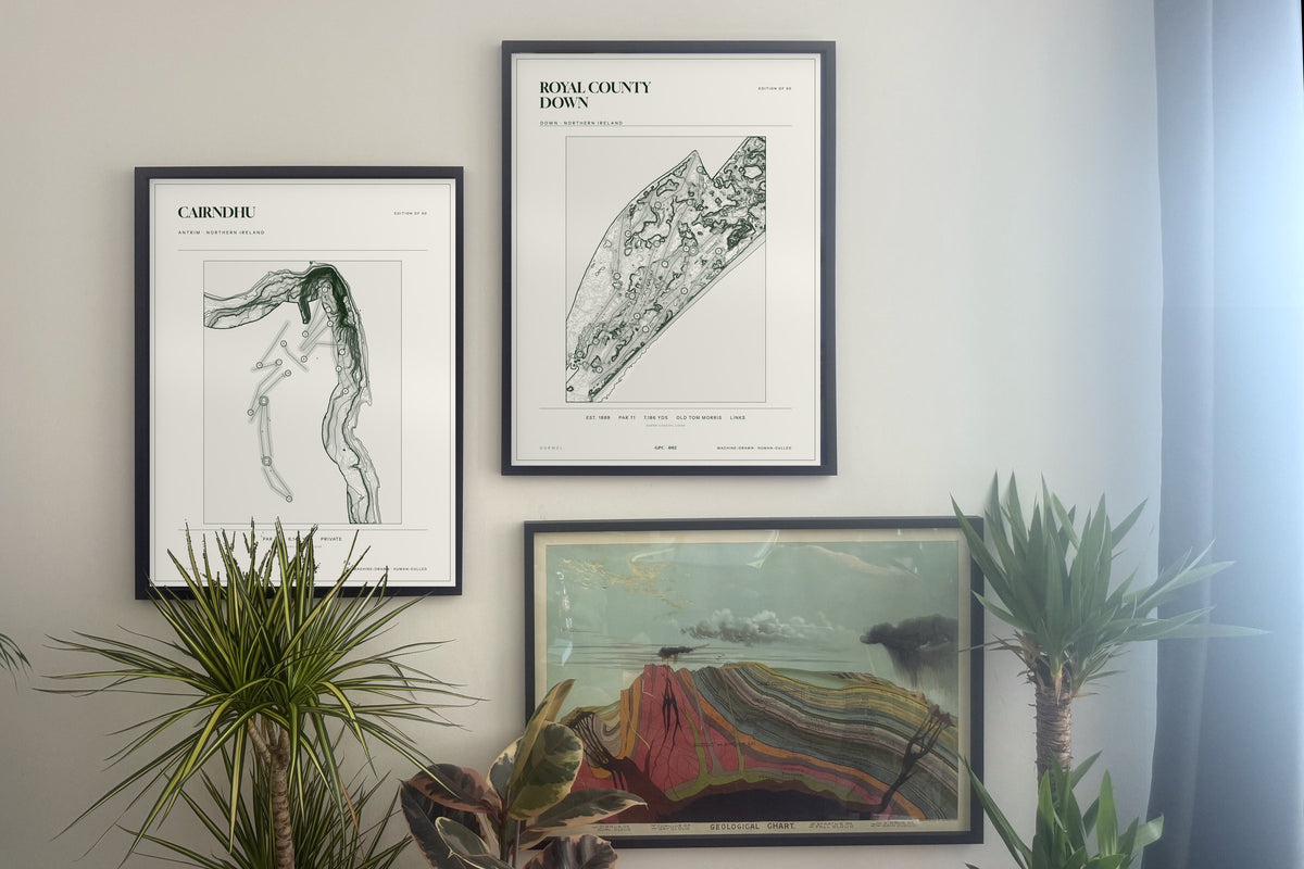 Cairndhu topographic golf course print — gallery pair — Gorwel Print Co