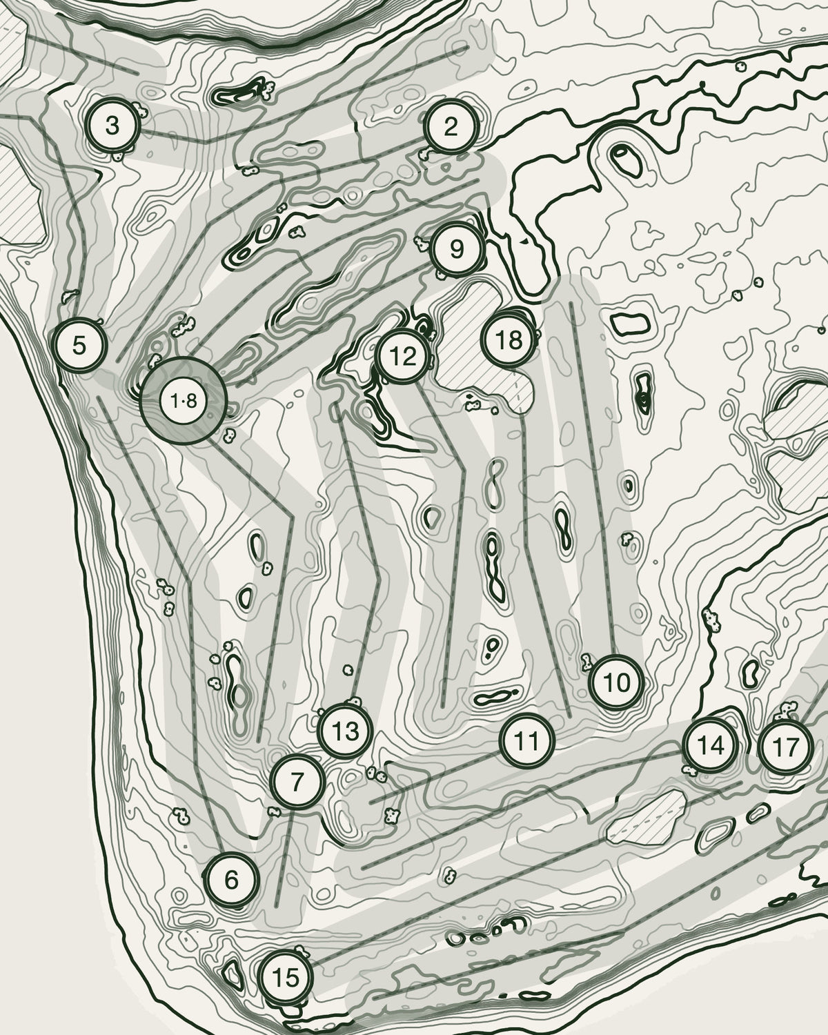 Cams Hall Estate, Hampshire print, contour detail