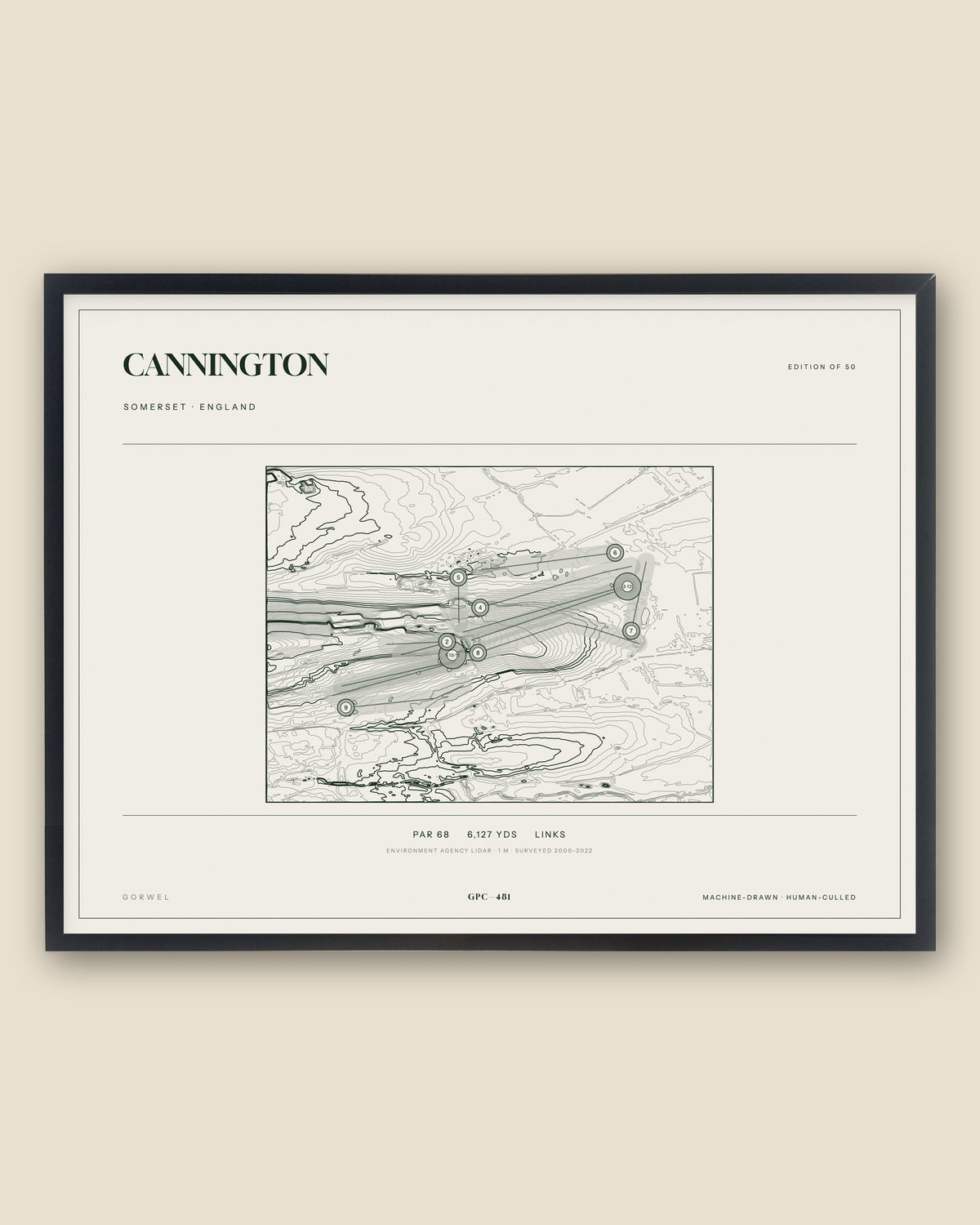 Cannington, Somerset topographic golf course print, framed — Gorwel Print Co