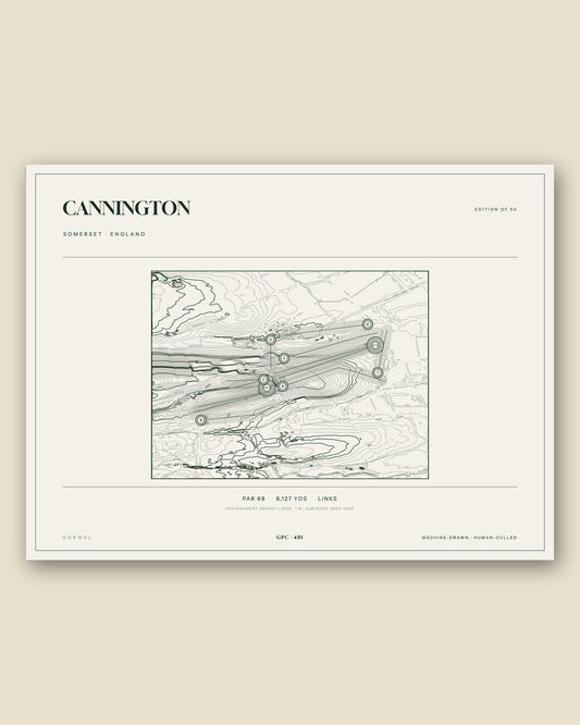 Cannington, Somerset topographic golf course print