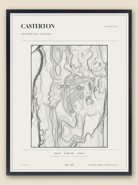 Casterton, Westmorland topographic golf course print, framed — Gorwel Print Co
