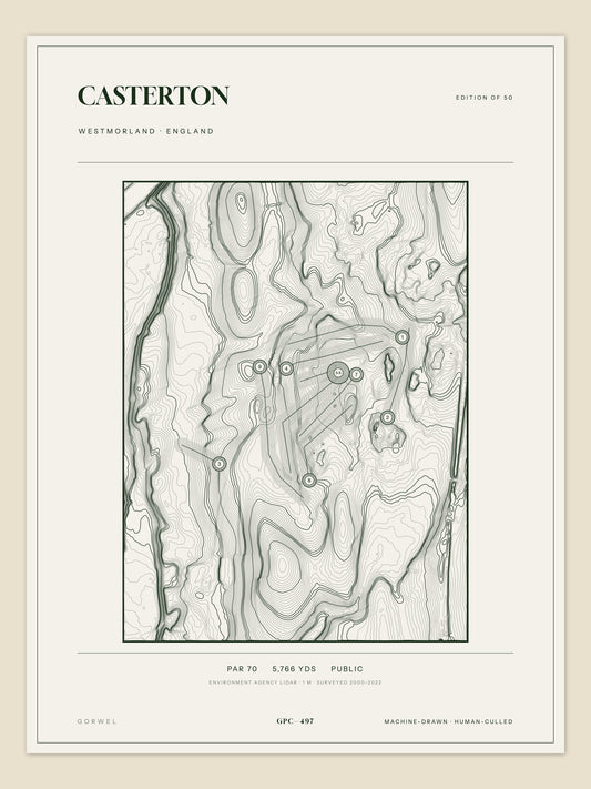 Casterton, Westmorland topographic golf course print