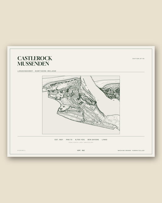 Castlerock Mussenden, Londonderry topographic golf course print